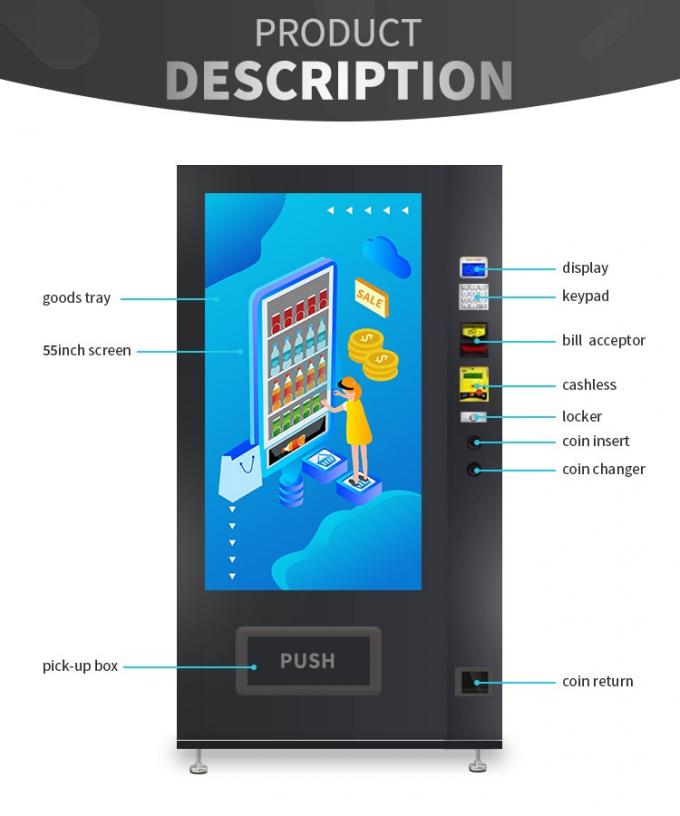 Touchscreen Small Drink Vending Machine , Black Vending Machine Equipment