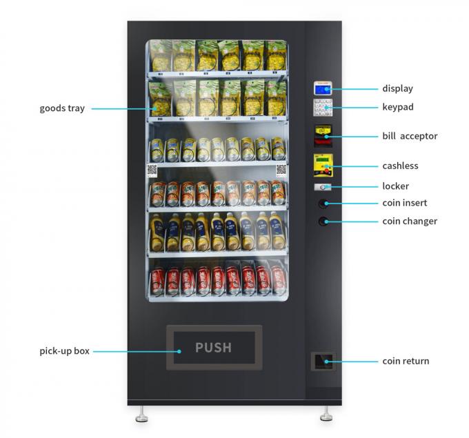 Double Layer Glass Metal Vending Machine With Lift System And Low Consumption