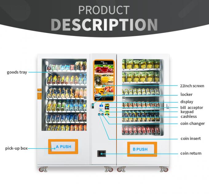 Large Capacity Snack Food Hot Or Cold Drink Vending Machine Customized Logo And Sticker