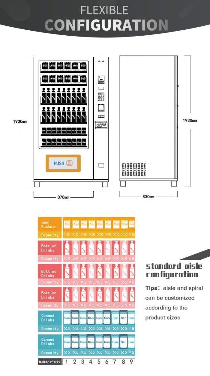 Semi Transparent Screen Media Vending Machine With Cooling System