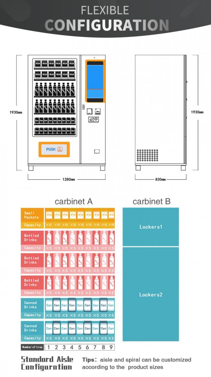 Vending Machine Rack Exploded View Snack Food And Cool Drink Vending Machines 24V Electric Heating ...