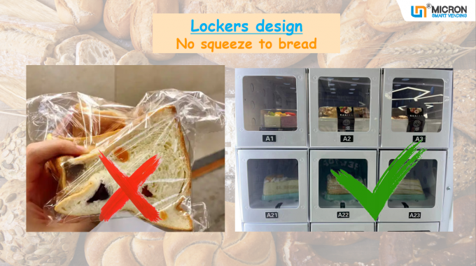 Bread cooling locker vending machine with 22’inch screen and card reader
