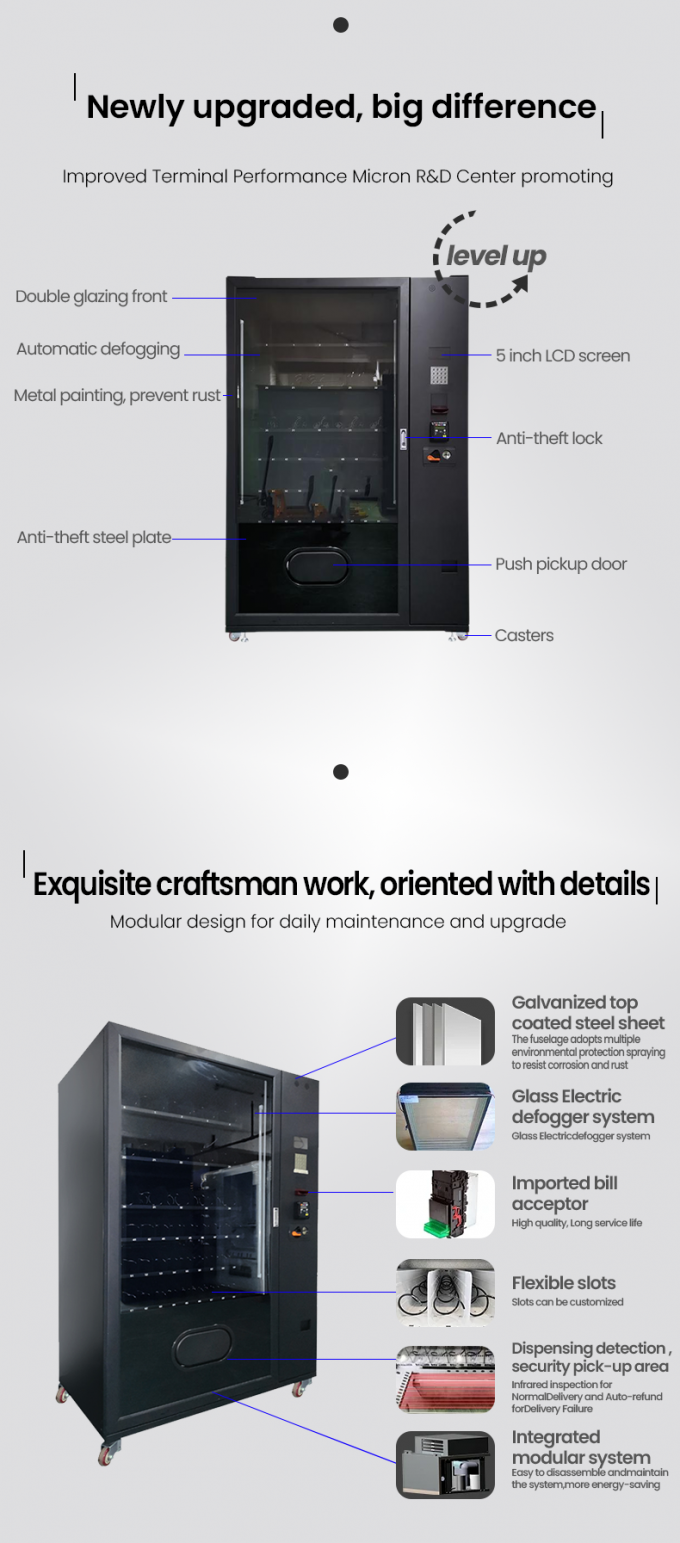 High Security Keypad Vending Machine For Snacks Cold Beverage Soda With ...