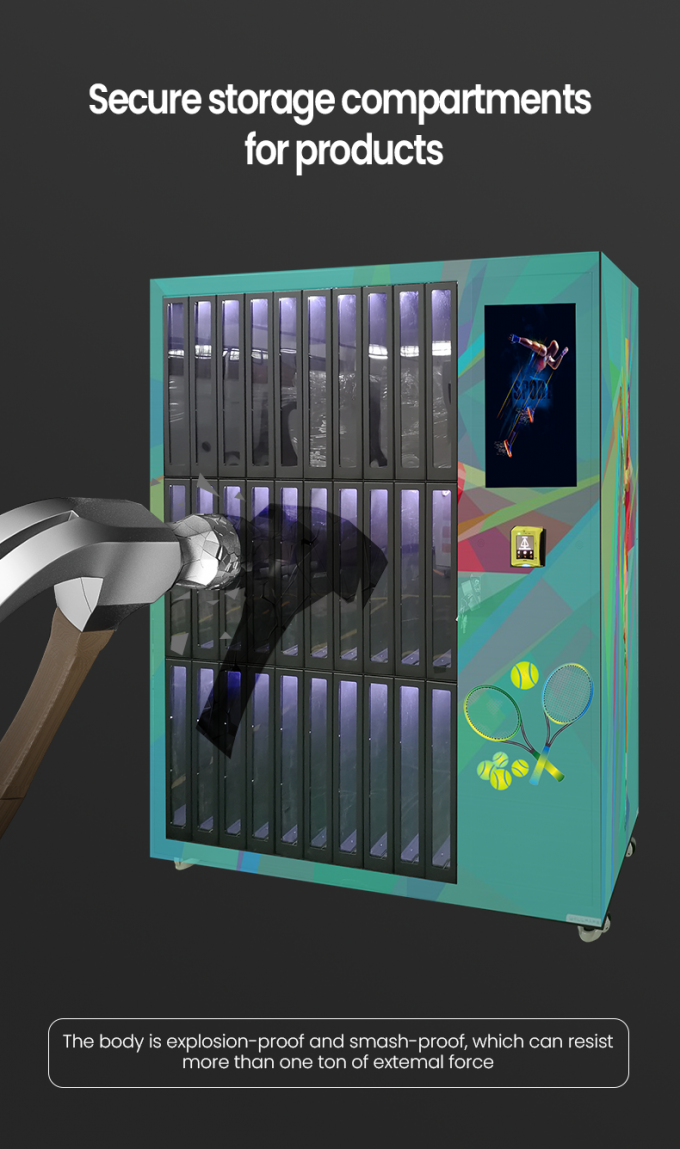 Sports Rental Machine Sport Clubs Gym Rental Vending Machine With Card Reader For Renting ...