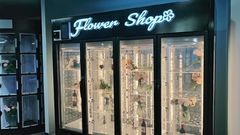 Fresh flower vending machine, transparent locker in the fridge.