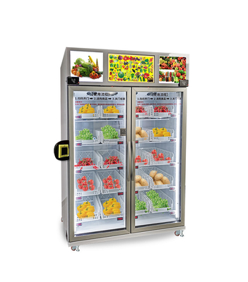 Egg Milk Vegetable Smart Fridge Vending Machine With Open Fridge Door