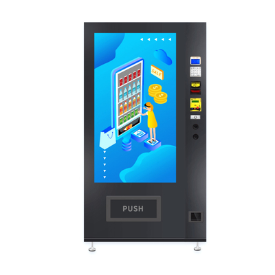 Big Touchscreen combo snack and soda advertisement sprial cash payment english language vending machine for Euro market