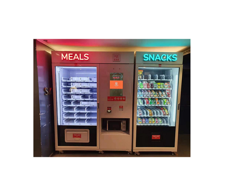 Cooked Food Meal Vending Machine With NAYAX Card Reader To Sell Snack Ice Cream Drink