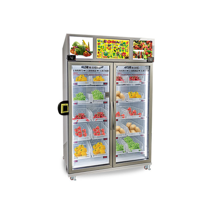 smart fridge vending machine with smart system sale vegetable fruit frozen food in the supermarket