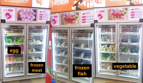 WIFI 4G Smart Fridge Vegetable Fruit Snack Drink Vending Machine In Supermarket