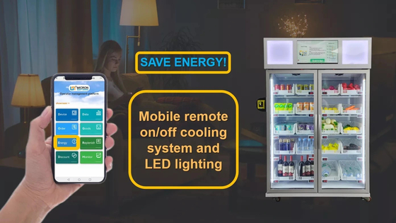 WIFI 4G Smart Fridge Vegetable Fruit Snack Drink Vending Machine In Supermarket