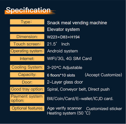 Large Capacity Spiral Snack And Drink Vending Machine With Cooling System And Touch Screen