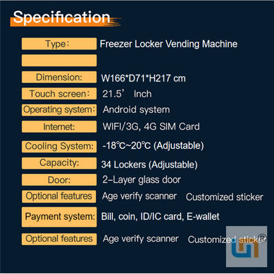ODM Frozen Meat Cooling Locker Vending Machine For Seafood Oysters