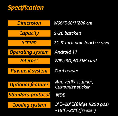 Smart Fridge Ice Cream Vending Machine -22℃ Freezer With Touch Screen Card Reader