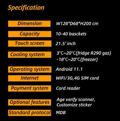 Seafood Egg R290 Refrigerated Vending Machine Smart Fridge Vending With Card Reader