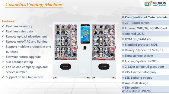 Adjustable Temperature Custom Made Vending Machine For Mask Skin Care Products Micron