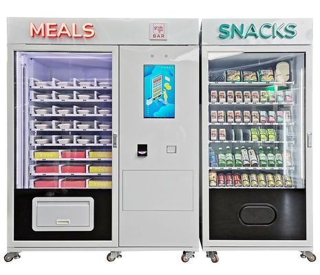Cooked Food Meal Vending Machine With NAYAX Card Reader To Sell Snack Ice Cream Drink