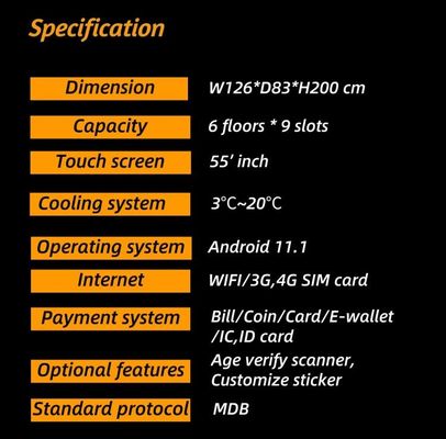 Metal 55 Inch Touch Screen Digital Drink Vending Machine For Gym School With Elevator