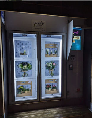 Black Flower Vending Machine With Customizeable Locker Size Options
