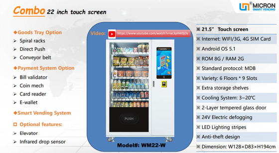 MDB Fruit Vending Machine 3-20°C Adjustable Temperature Micron Smart Vending