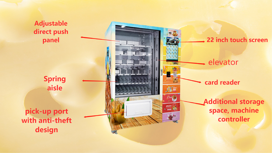 22 Inch Screen Cheese Vending Machine For Advertising Support Contactless Payment