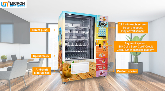 22 Inch Screen Cheese Vending Machine For Advertising Support Contactless Payment
