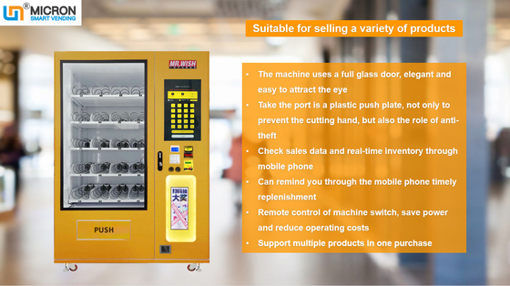 LED lighting lucky vending machine with cashless payment systems, large box vending machine, Micron