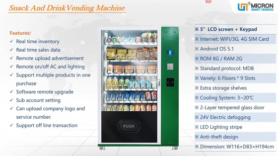 Coin Operated 24 Hours Self Service Snack Food Vending Machine