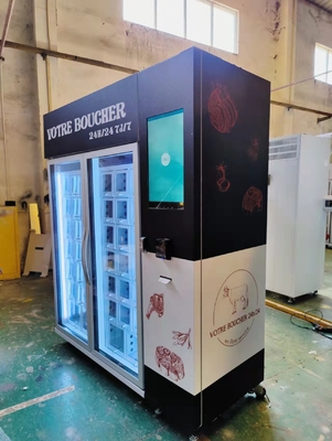 Freezing Beef Meat Vending Machine Lattice Cabinet Credit Card Reader