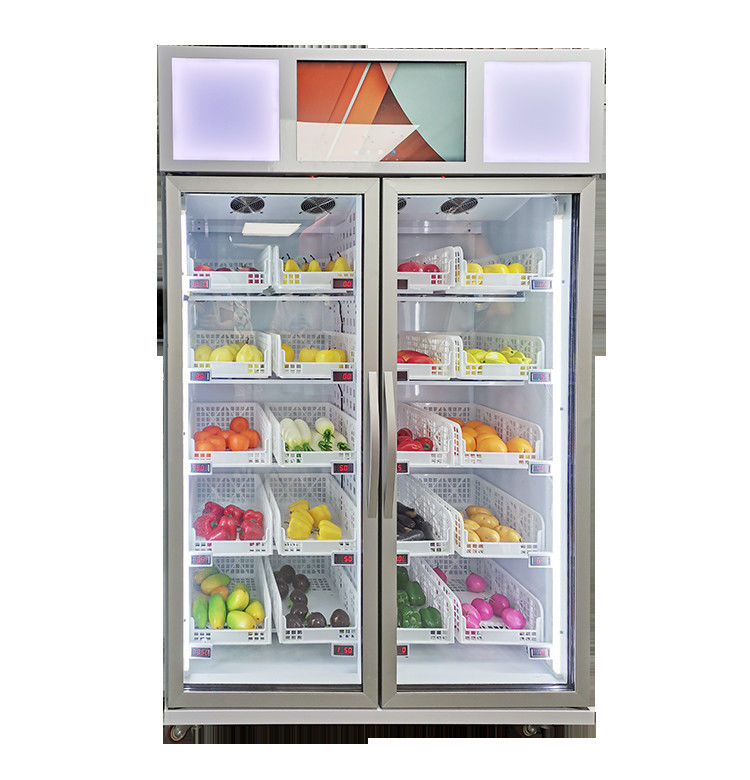 smart fridge vending machine with smart system sale vegetable fruit frozen food in the supermarket