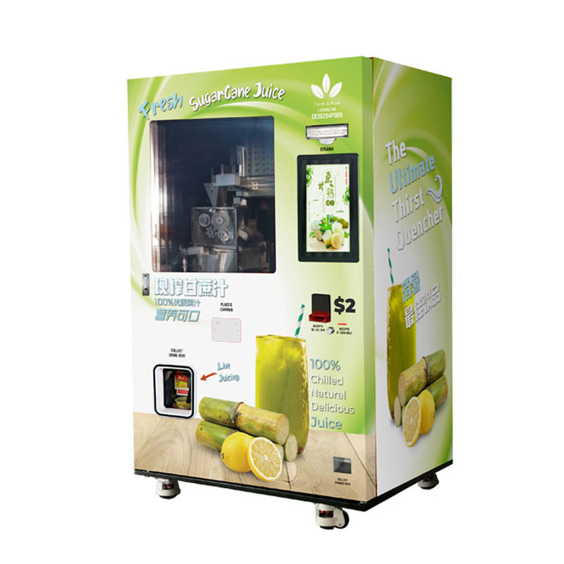 Micron freshly juice vending machine for sugarcane vending machine with cash coin payments system in the street