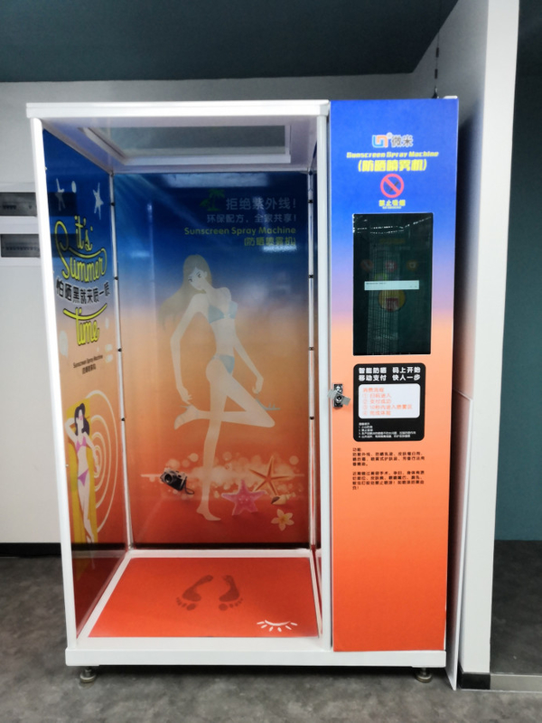 Sun Screen Spray Mini Vending Machine For Seaside And Water Park, Self-serve, sunscreen spray application machine