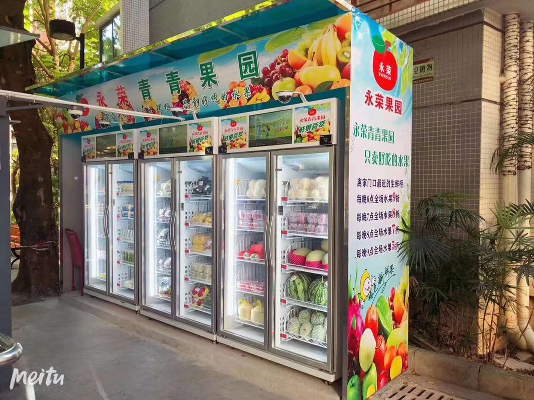 Open Door LED Smart Fridge Vending Machine For Fruits with Telemetry