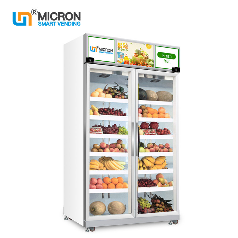 Open Door LED Smart Fridge Vending Machine For Fruits with Telemetry Real-time Enventory Monitoring Function, Micron