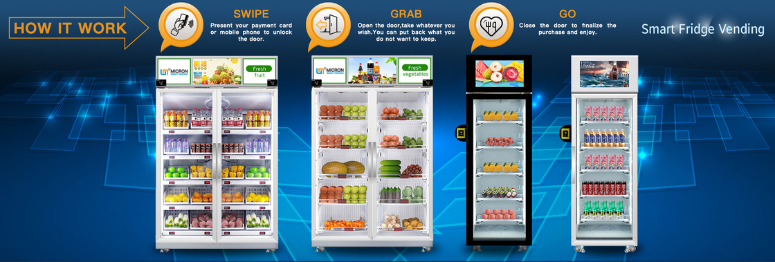 Vegetables Smart Fridge Vending Machine Card Reader Payment