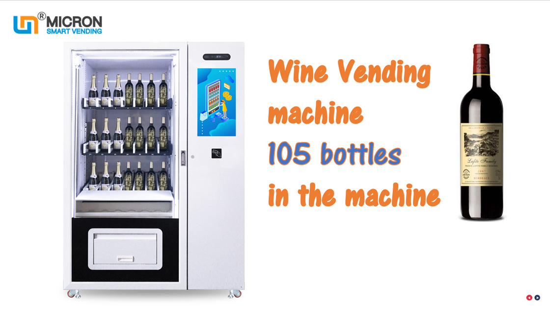 Glass bottle vending machine with elevator red wine and