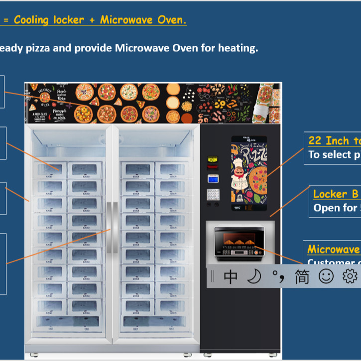24V Electric Heating 662 Capacity Pizza Vending Machine Micron Smart Vending Machine