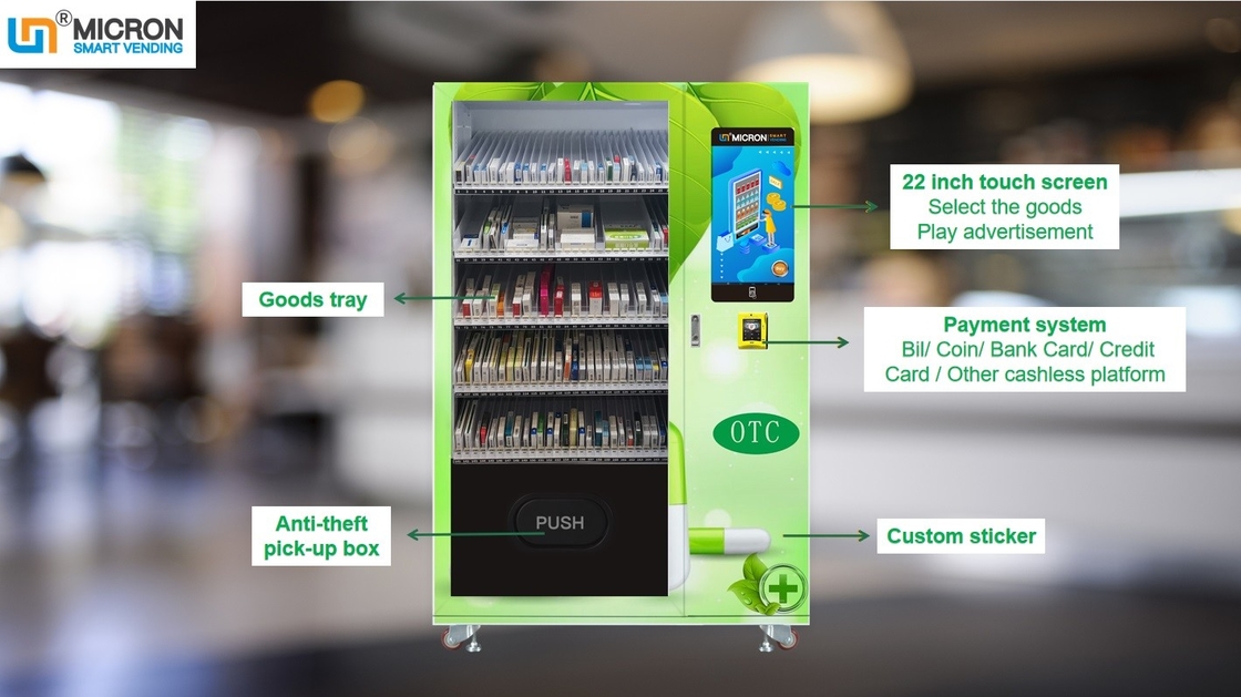 Automatic Hotel  Vending Machine With Advertising Screen Monitor, 22 inch touch screen vening machine, Micron