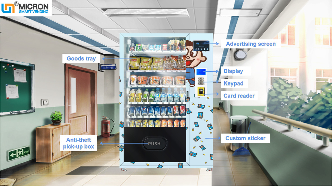 24 Hours Automatic Food Vending Machine ,  Food Vendor Equipment, Micromarket Vending, Touch Screen Vending Machine