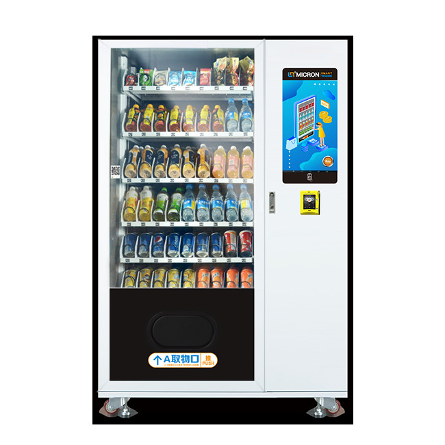 Hot selling 22 inch touch screen snack drink vending machine with cooling system in schools