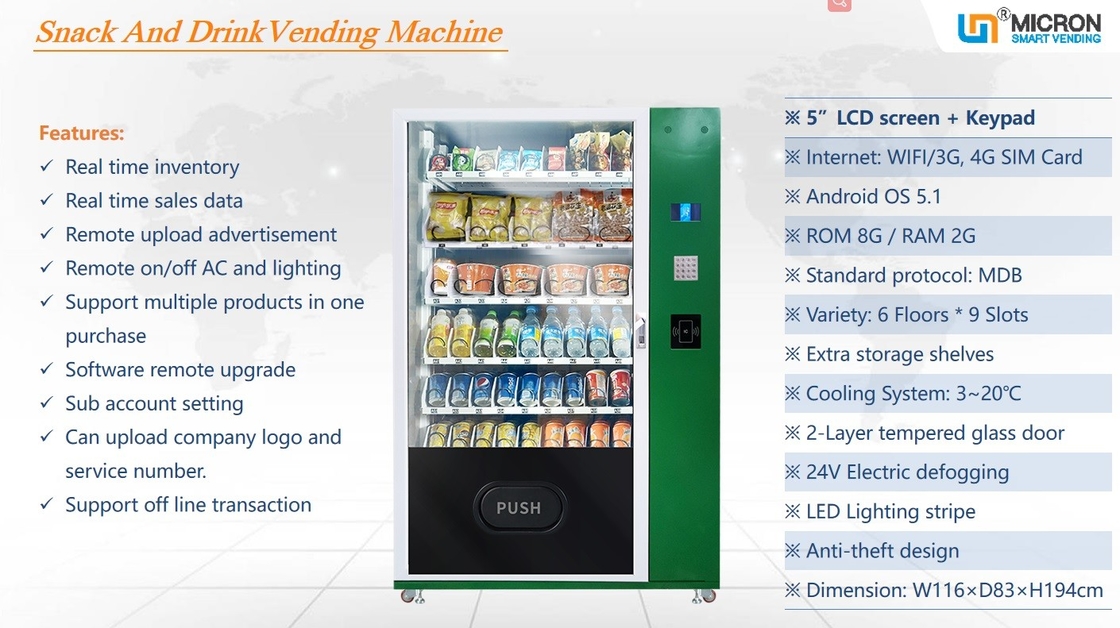 Micron Smart Cola Bottled Canned Beverages Automatic Vending Machine Large Capacity