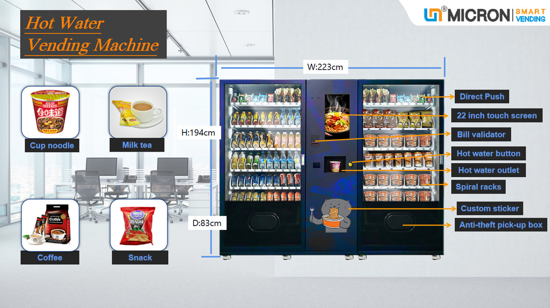 Conveyor Belt Automatic Vending Machine For Cup Noodle Drinks