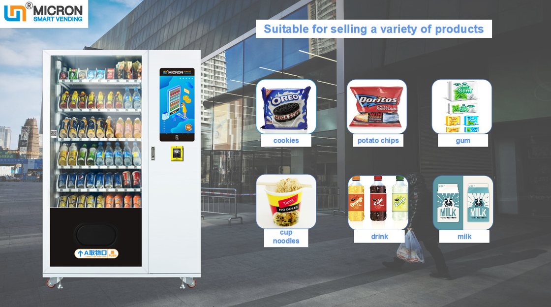 Metal Frame Snack And Drink Machine , Food Vending Machines 337-662kg Capacity