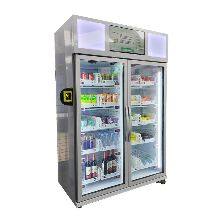 Retail Vegetable Smart Fridge Vending Machine With Advertising Screen
