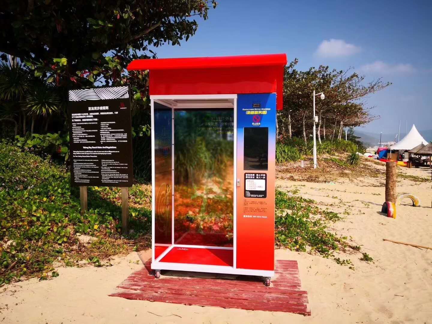sunscreen booths on beaches