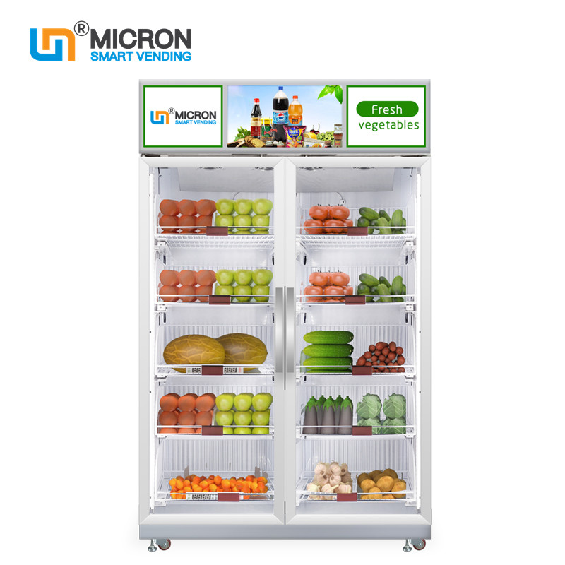 Smart fridge/Smart cooler vending machine for fruits and vegetables, residential area vending