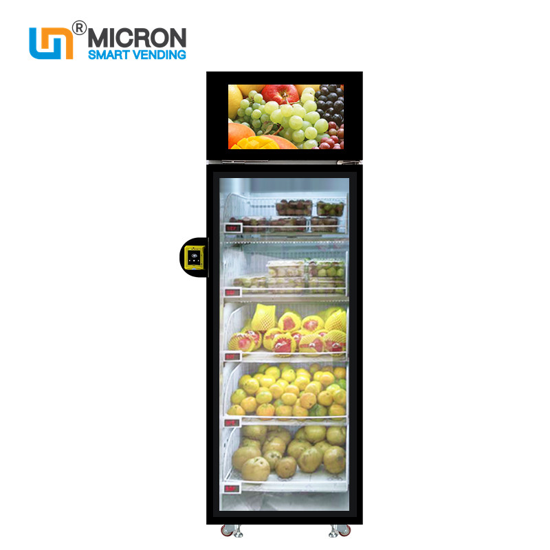 Smart Fridge grab and go Vending Machine With Electrical Lock card reader to open the door fruit