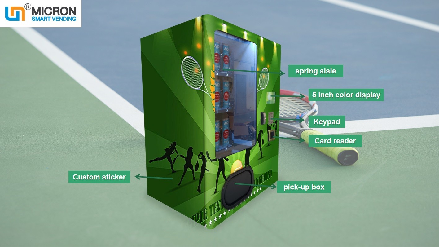 Mini Tennis Vending Machine Supports Card Readers And Cash Payment Systems