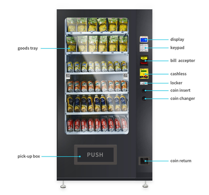 Automatic Drink / Snack Food Vending Machines With Infrared Sensor,Hotel vending machine, Street vending machine, Micron