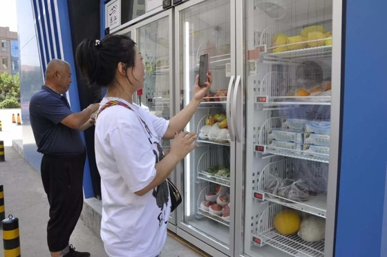 Smart Fridge grab and go Vending Machine With Electrical Lock card reader to open the door fruit and vegitable